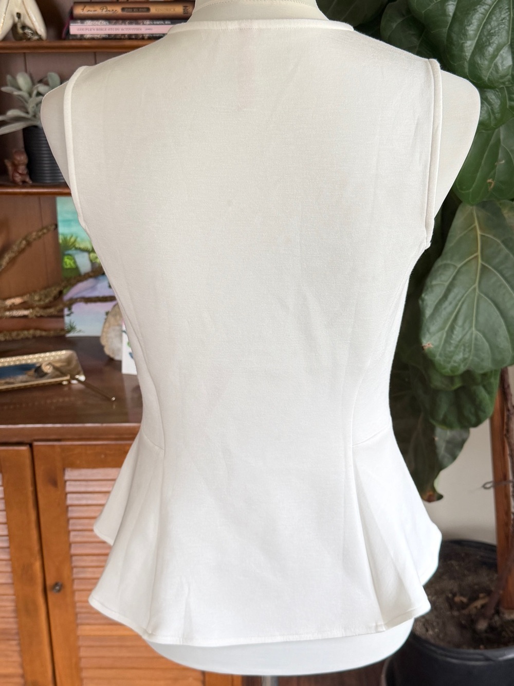 Spanx White Modal Stretchy Peplum Tank Top Shirt Blouse S - Picture 6 of 11